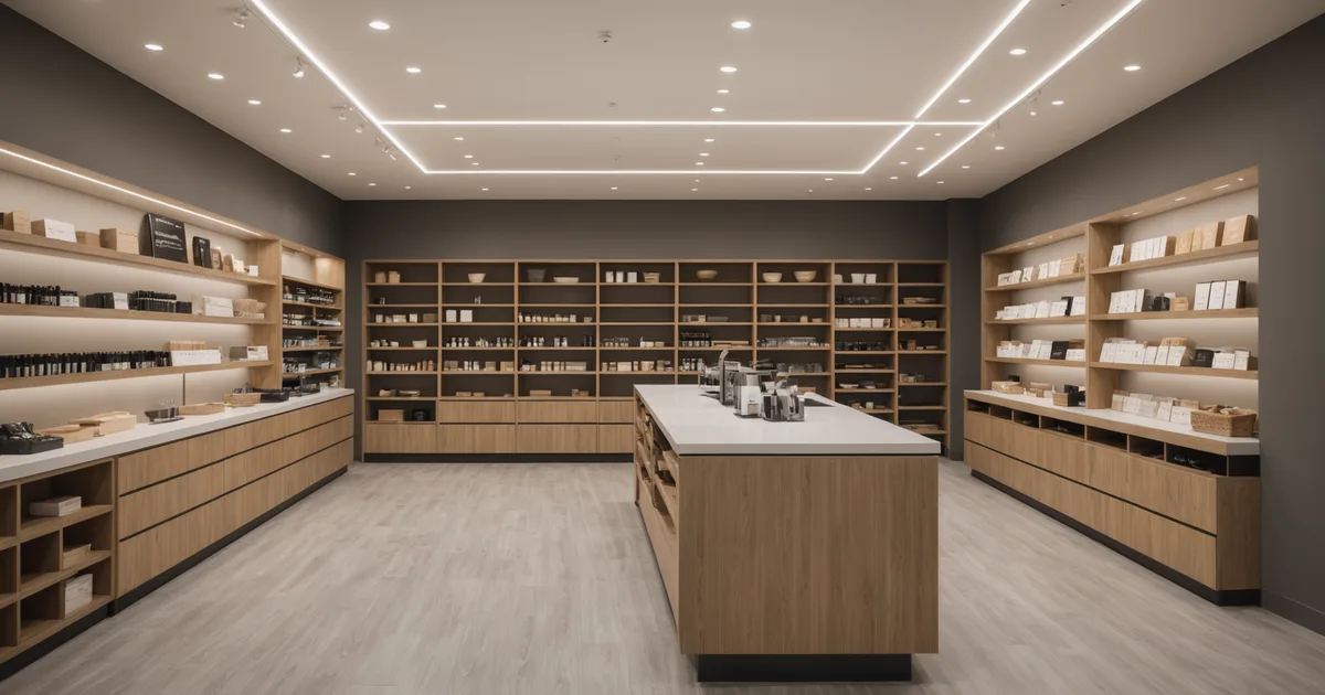 Store pickup counter with organized zone layout