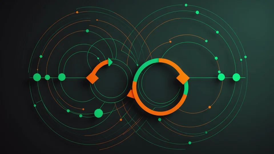 Abstract diagram showing order intake, routing sequencing, and dispatch as three connected nodes